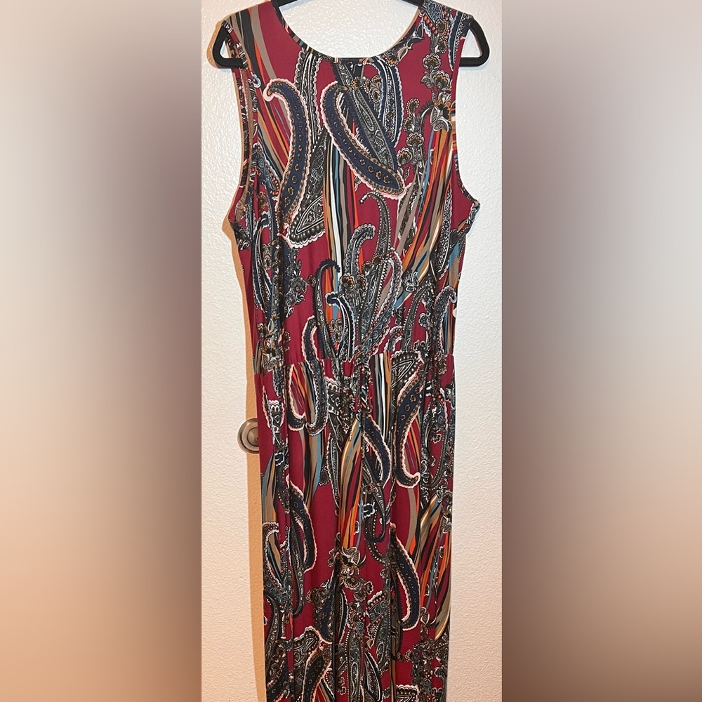 Paisley Burgundy Print Wide-Leg Jumpsuit (14-16)